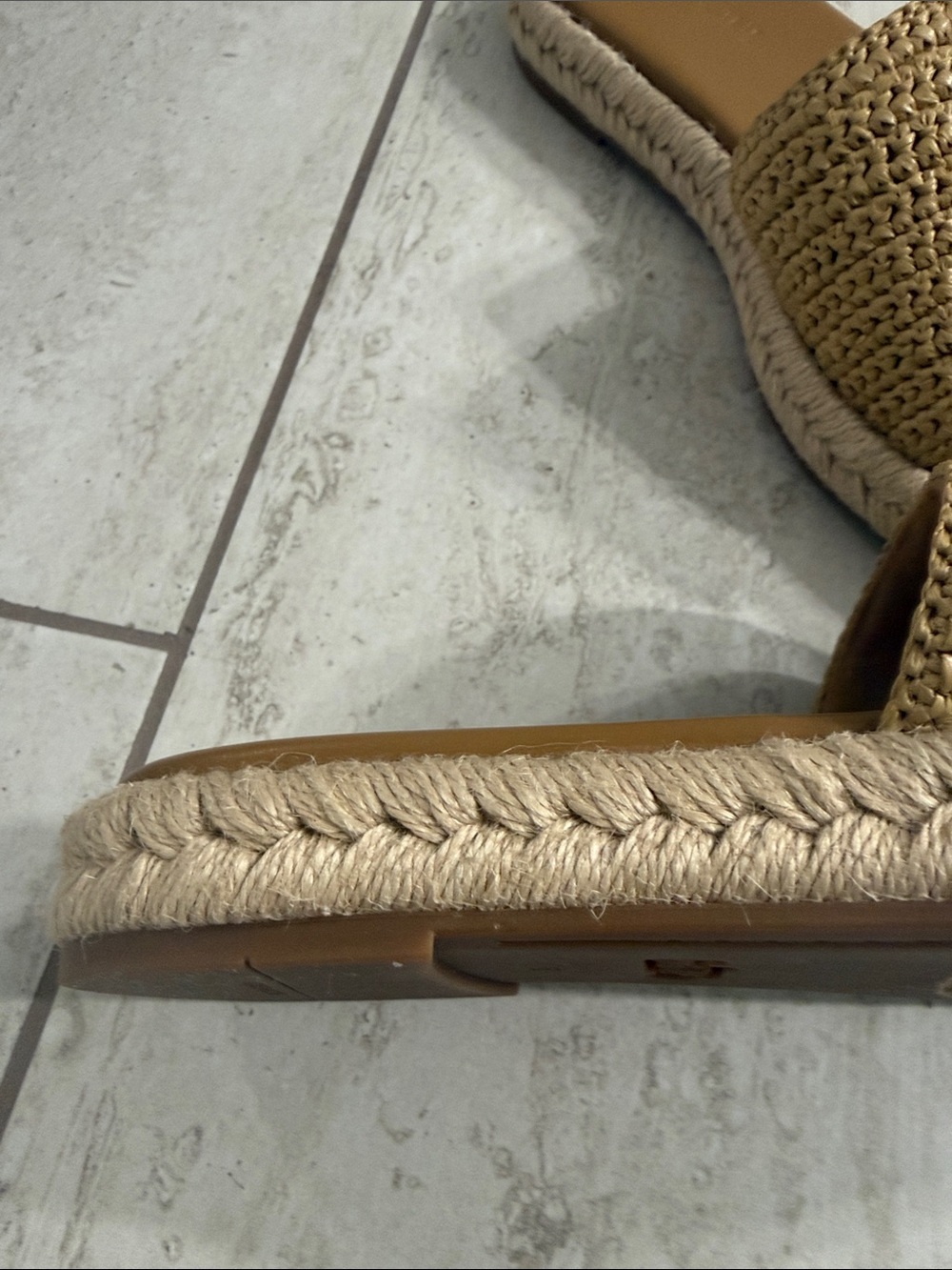 Coach Tan Braided Raffia Slide Sandals with Gold Logo..size 6 ..new - Picture 4 of 8